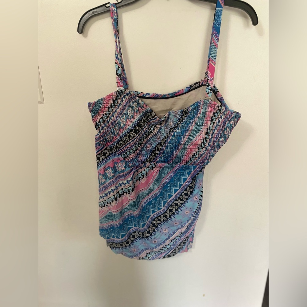 Swimsuits For All Tankini Size 16 Pink Blue Removable Straps